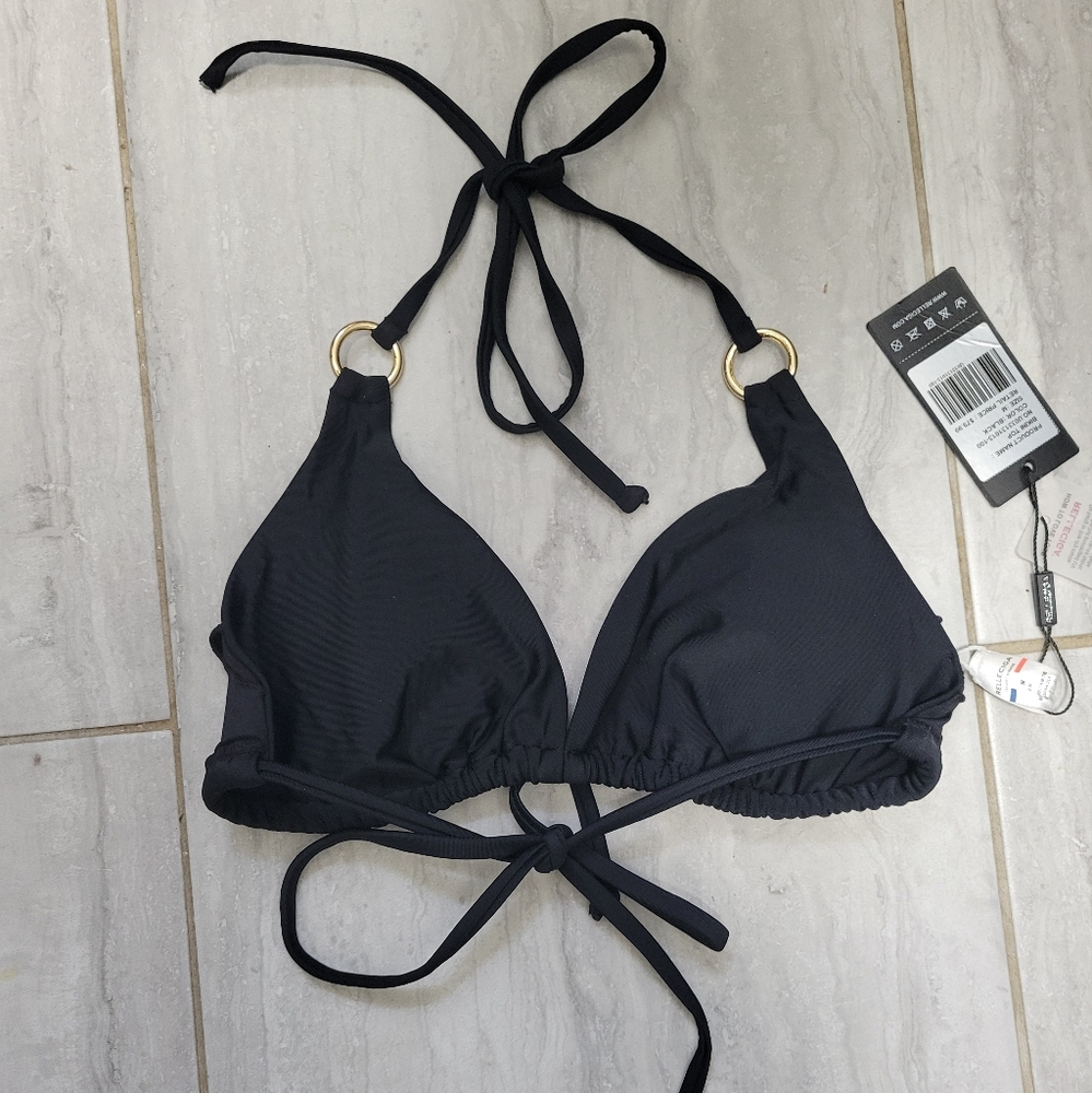RELLECIGA Black Halter Bikini Top Size M